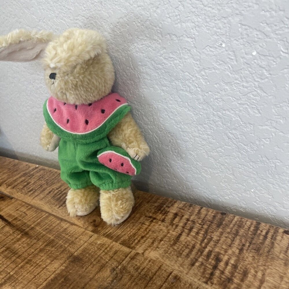 Hug Fun Bunny Rabbit Plush Stuffed Animal In Watermelon Outfit - Picture 3 of 8